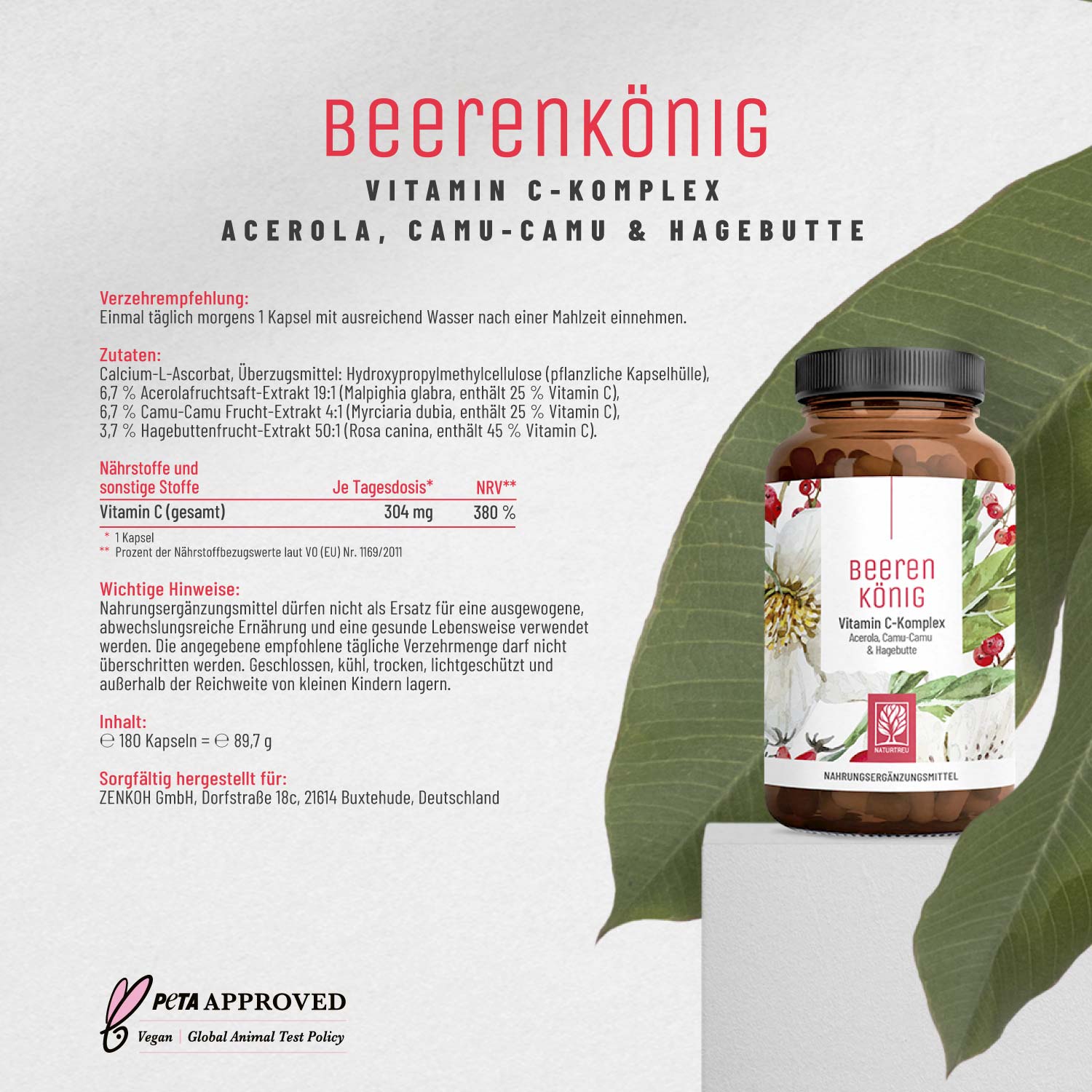 Beerenkönig Vitamin C Komplex Etikett