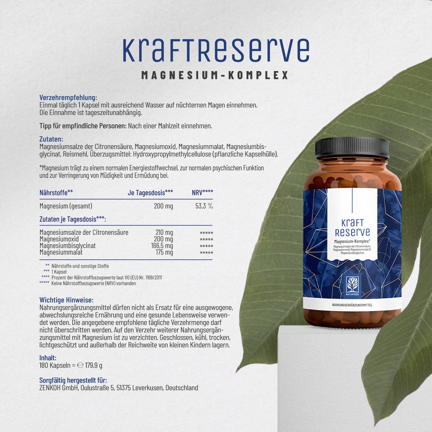 Kraftreserve Magnesium-komplex Etikett CH