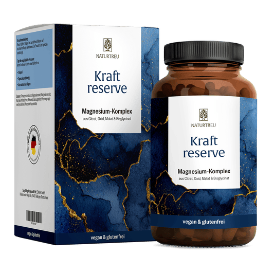 Kraftreserve von NATURTREU – Magnesium-Komplex aus Citrat, Oxid, Malat und Bisglycinat – 180 Kapseln für 3 Monate