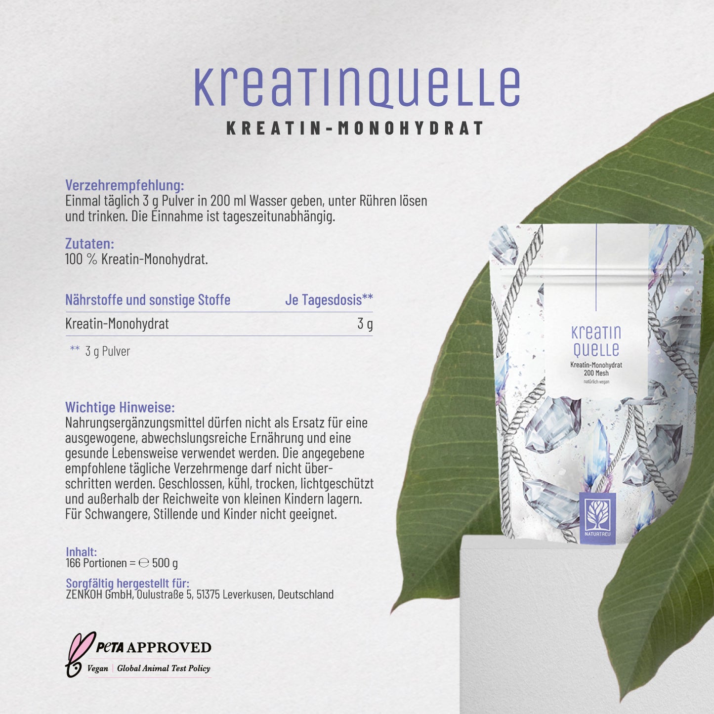 Kreatinquelle Kreatin-Monohydrat CH Etikett 01