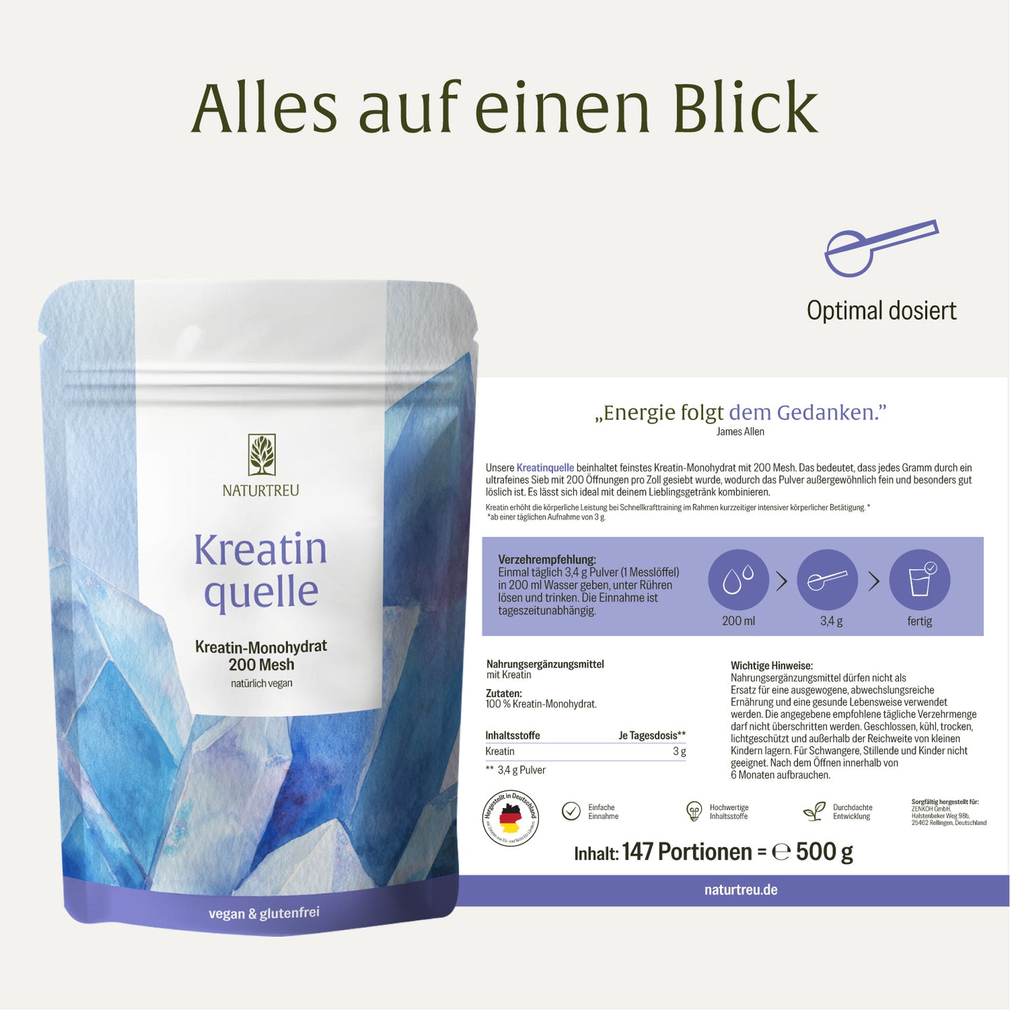 Kreatinquelle Kreatin-Monohydrat Etikett 01
