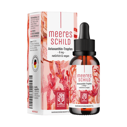 Meeresschild Astaxanthin-Tropfen Titelbild