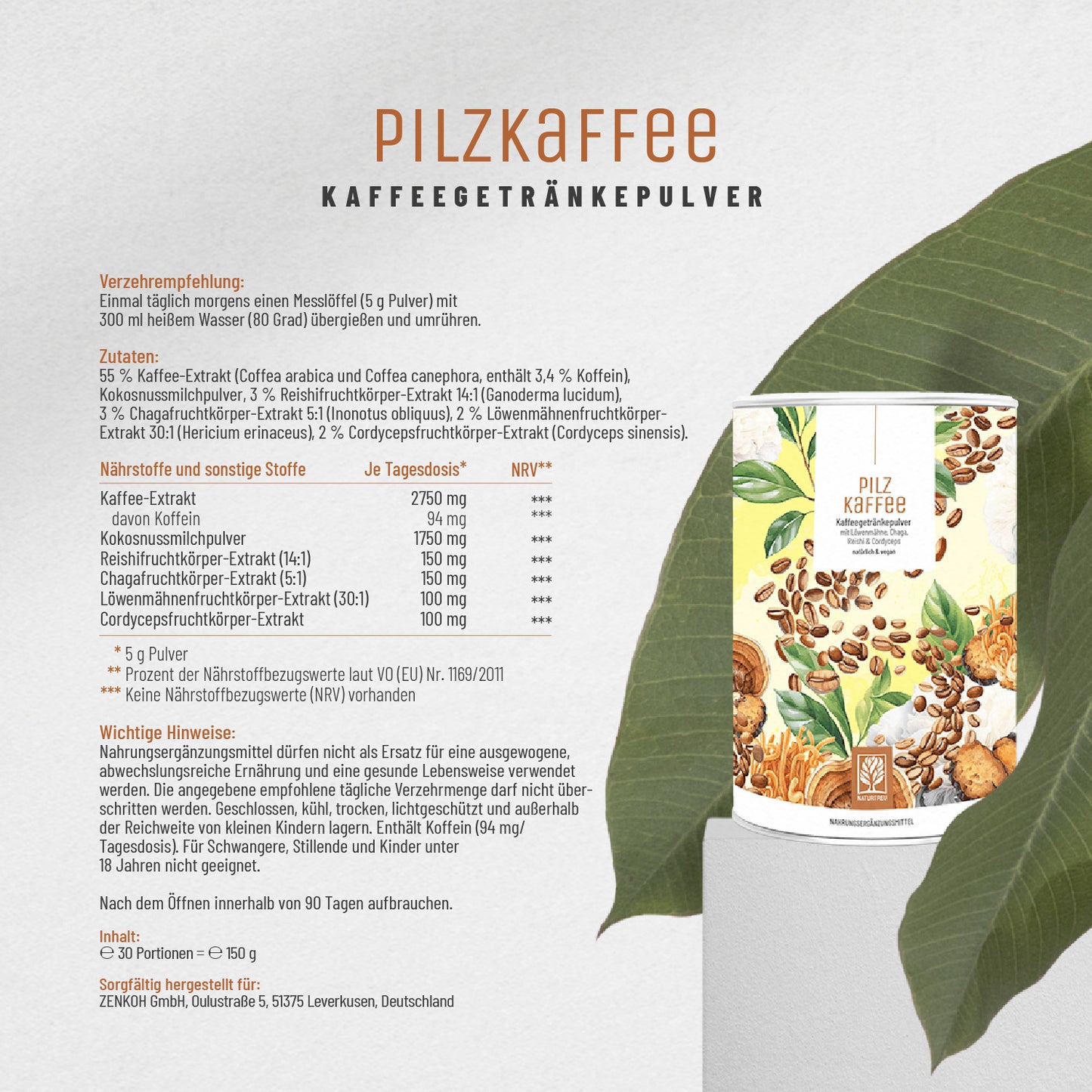 Pilzkaffee Kaffeegetraenkepulver Etikett