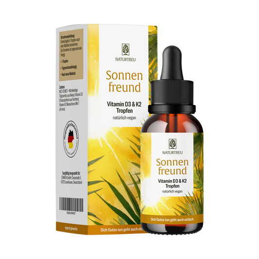 Sonnenfreund von NATURTREU, 1.200 Vitamin D3 K2 Tropfen – Langzeitvorrat für mehr als 1 Jahr.