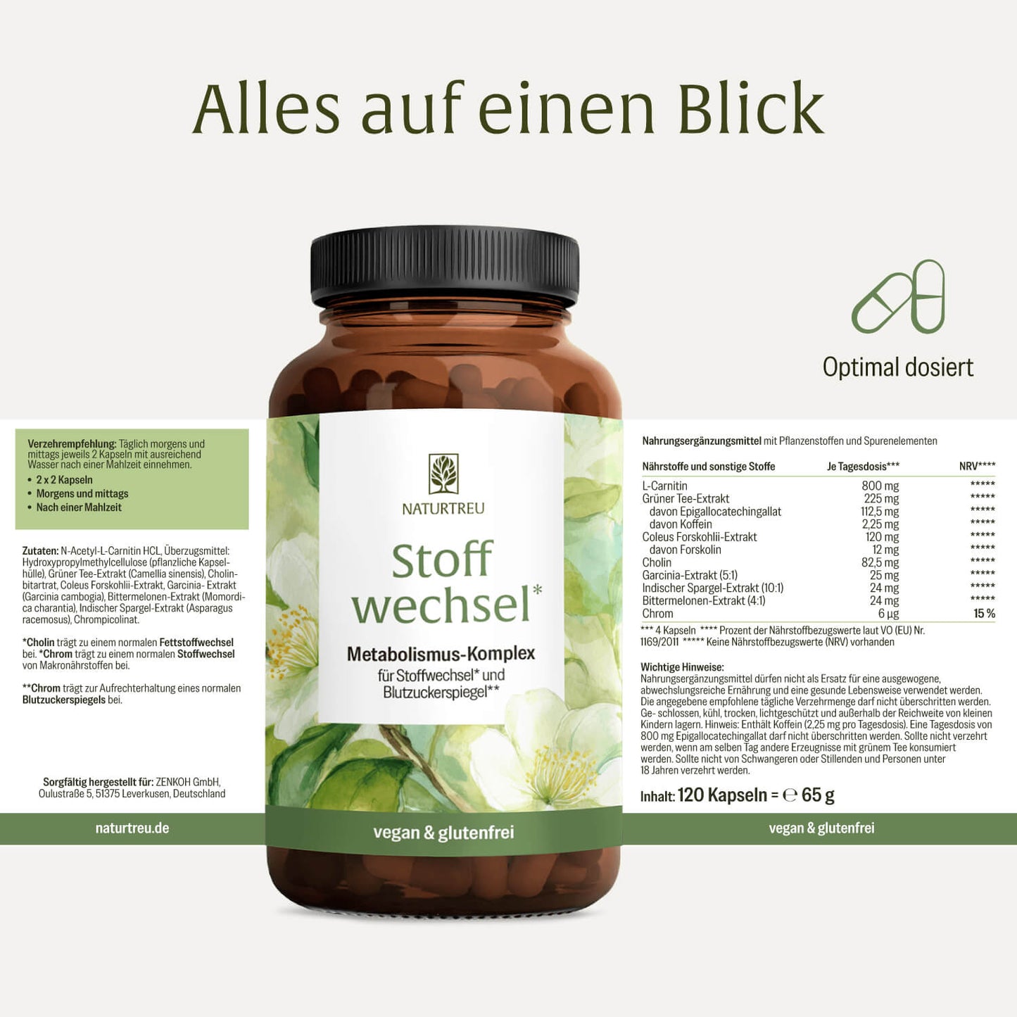 Stoffwechsel NATURTREU: Nährwertangaben, Inhaltsstoffe + Verzehrempfehlung.