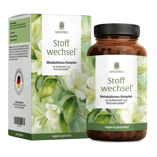 Stoffwechsel von NATURTREU, Metabolismus-Komplex für Stoffwechsel und Blutzuckerspiegel, 120 Stoffwechsel Kapseln für 30 Tage.