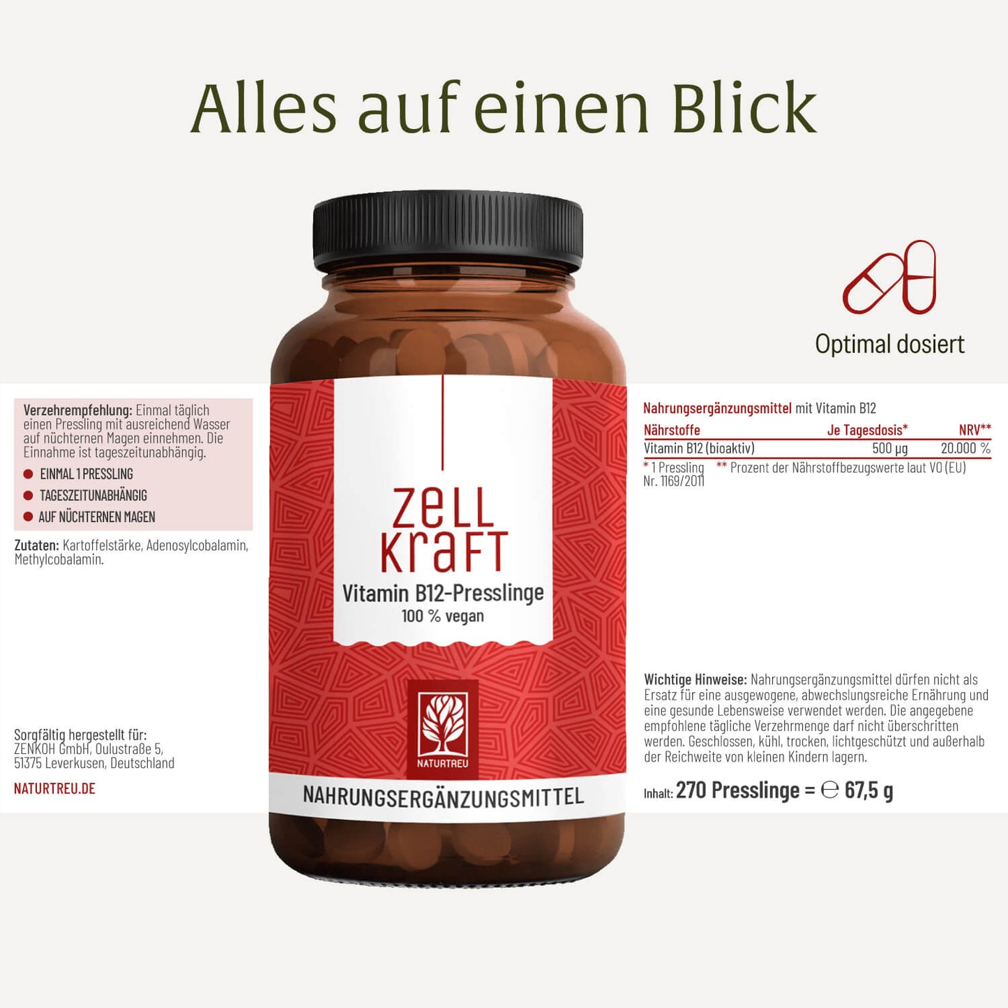 Zellkraft Vitamin B12 Presslinge Etikett