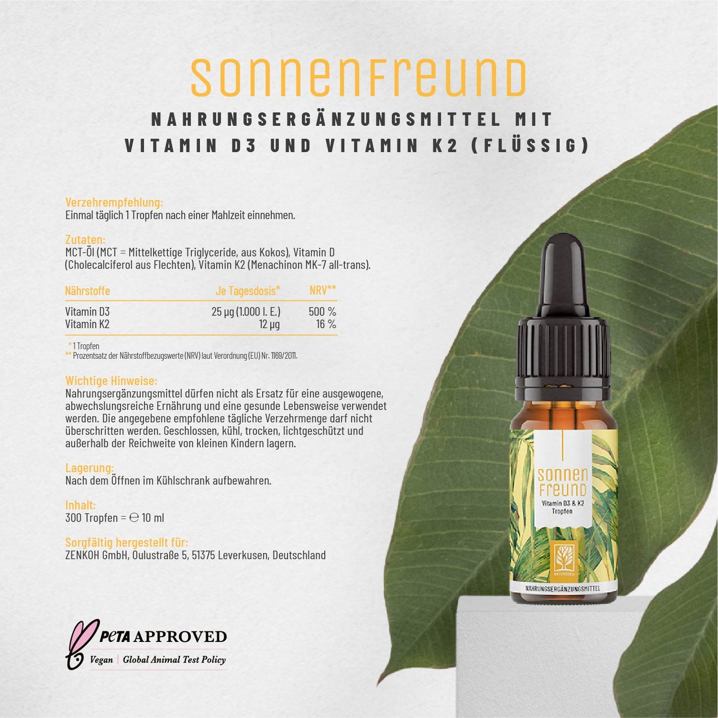 Sonnenfreund Small: Vitamin D3 & K2 Tropfen