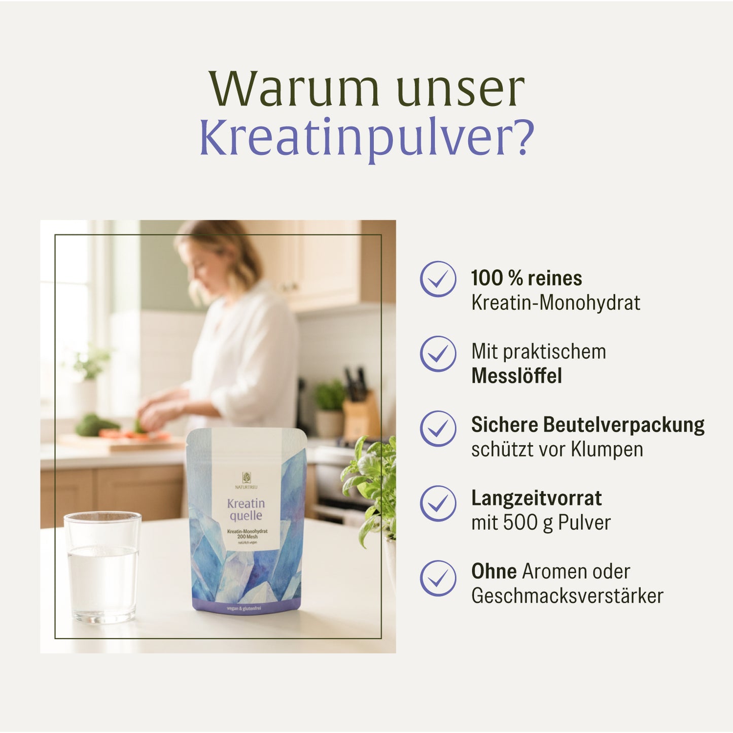 Kreatinquelle: Kreatin-Monohydrat mit 200 Mesh