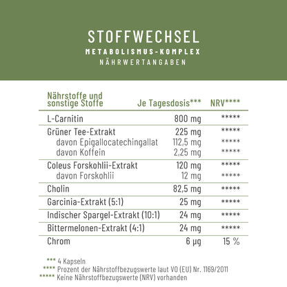Stoffwechsel: Metabolismus-Komplex für Stoffwechsel* und Blutzuckerspiegel**