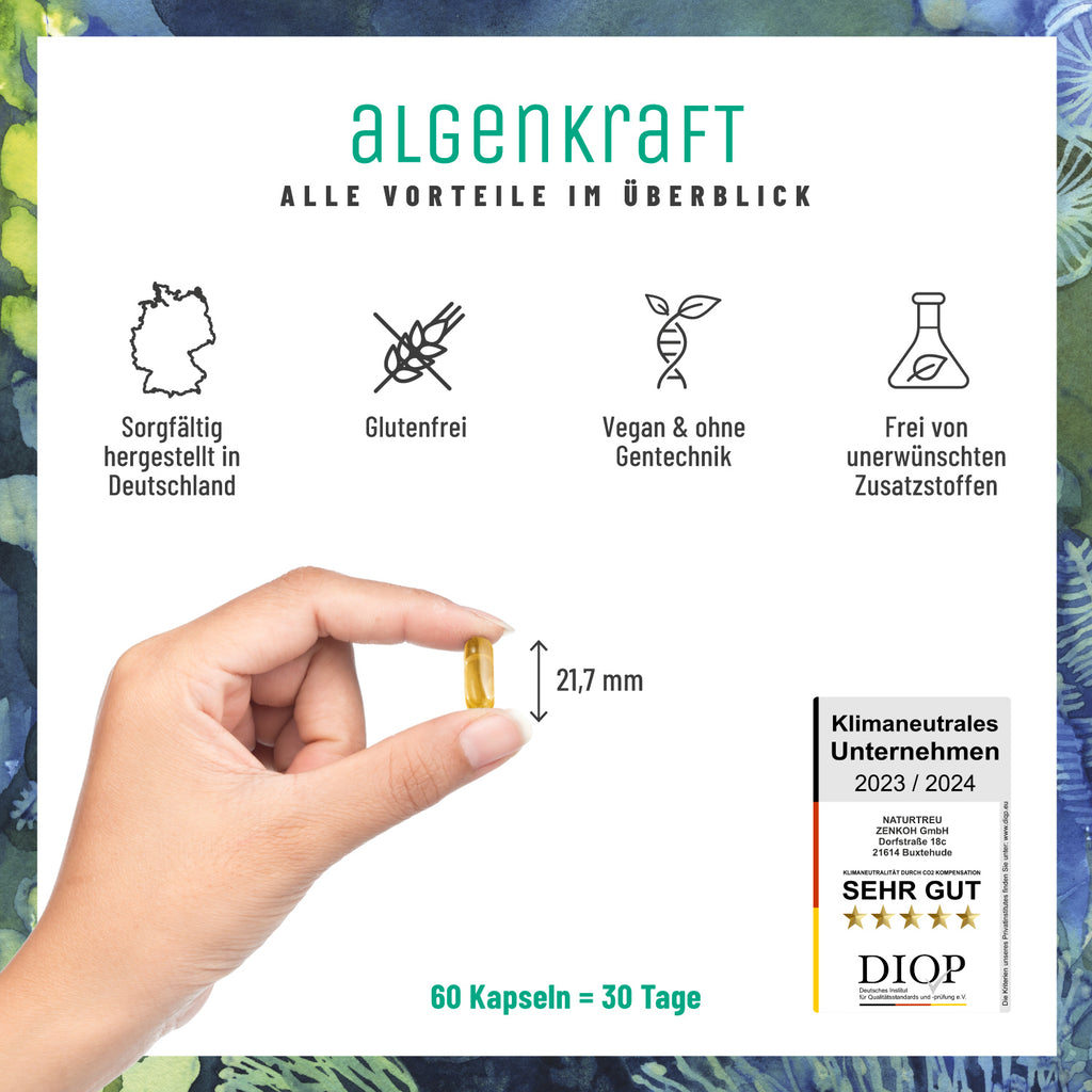 Algenkraft Omega-3 Algenoel Überblick