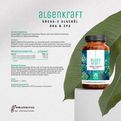 Algenkraft Omega3 Algenoel DHA EPA Etikett01 