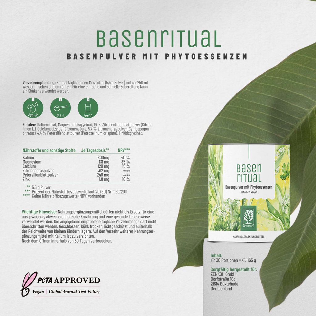 Basenritual Basenpukver mit Phytoessenzen Etikett