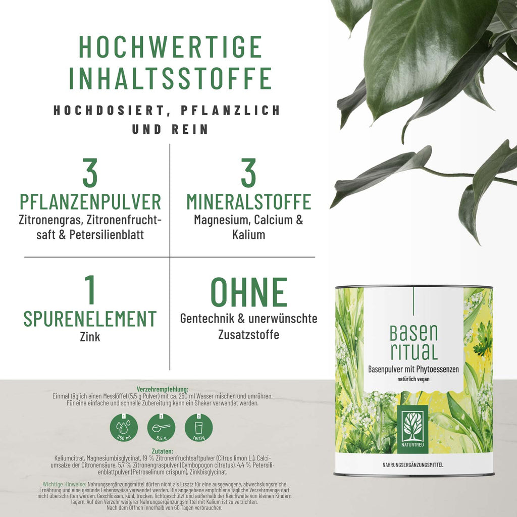 Basenritual Basenpukver mit Phytoessenzen Inhaltsstoffe