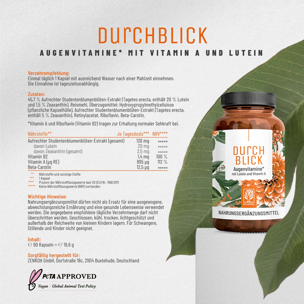 Durchblick Augenvitamine Vitamin A Etikett