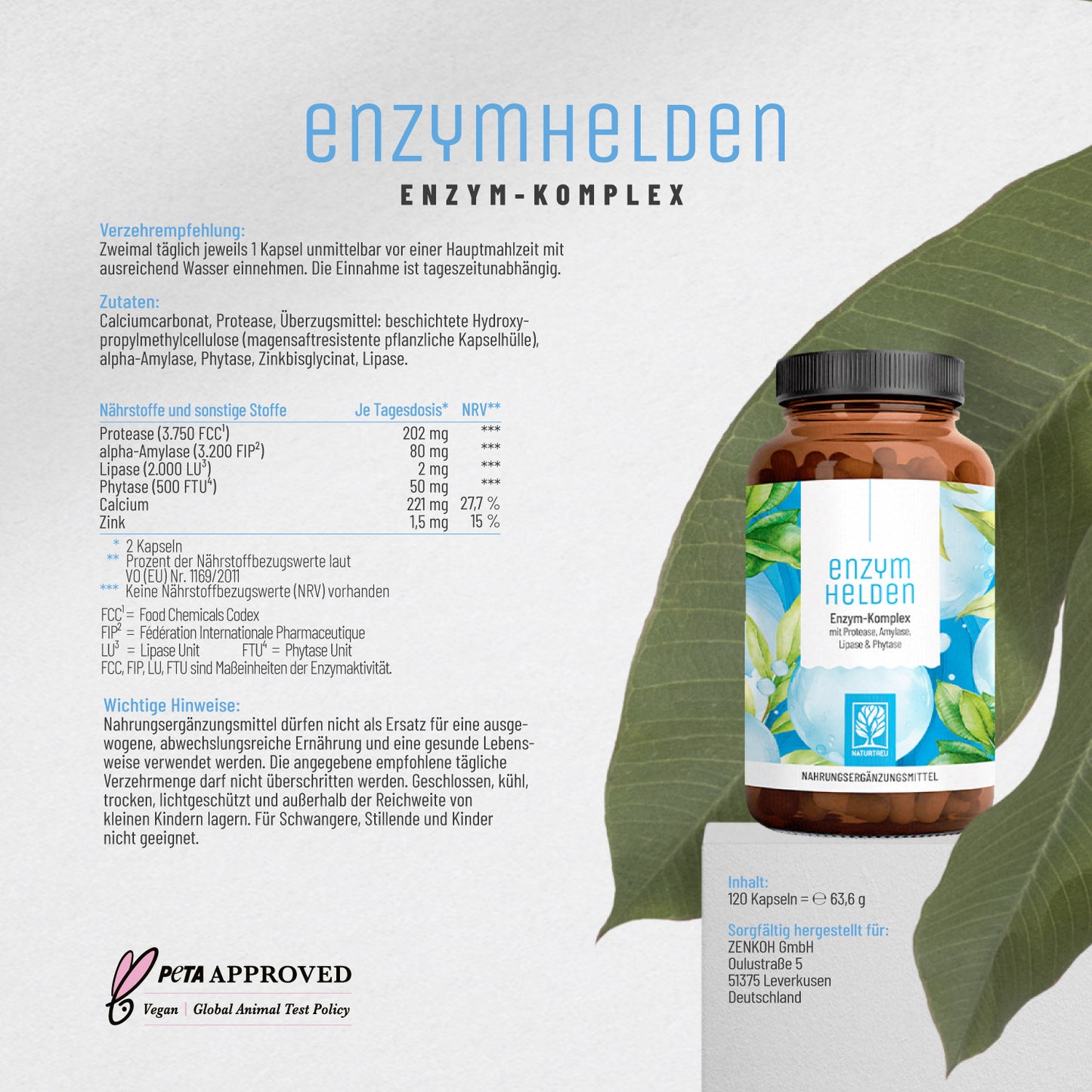 Enzymhelden: Enzym-Komplex mit Protease, Amylase, Lipase & Phytase