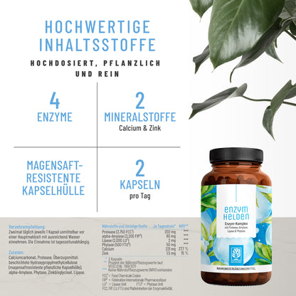 Enzymhelden Enzym-Komplex Hochwertige Inhaltsstoffe