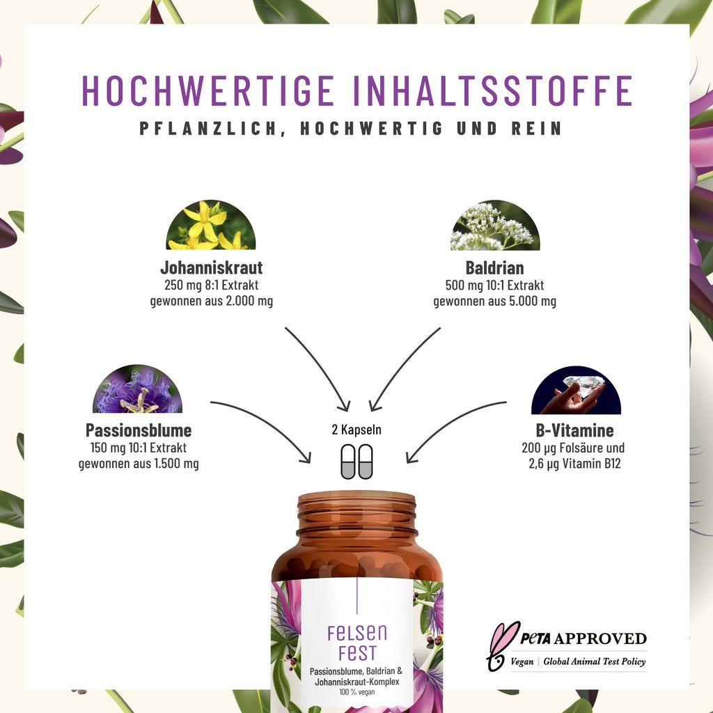 Felsenfest Johanniskraut Baldrian Passionsblume Inhaltsstoffe