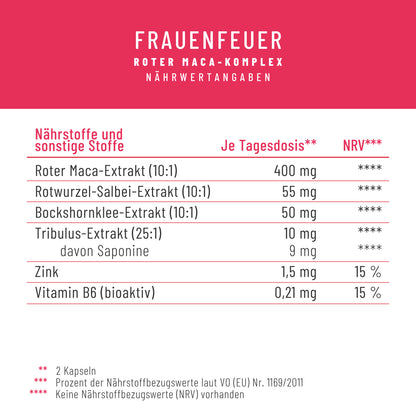 Frauenfeuer Roter-Maca-Komplex Naehrwerte