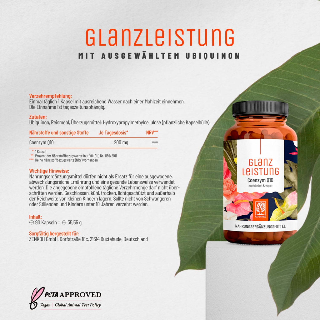 Glanzleistung Coenzym-Q10 Etikett