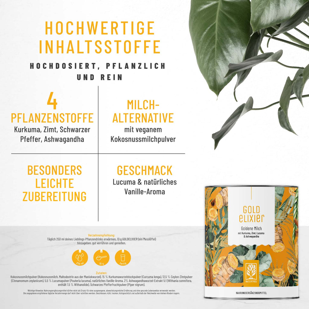 Goldelixier Goldene Milch Hochwertige Inhaltsstoffe