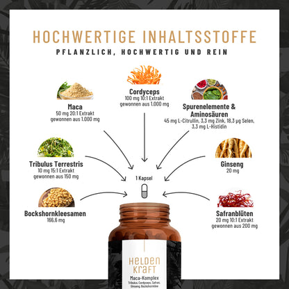 Heldenkraft: Maca-Komplex mit Tribulus