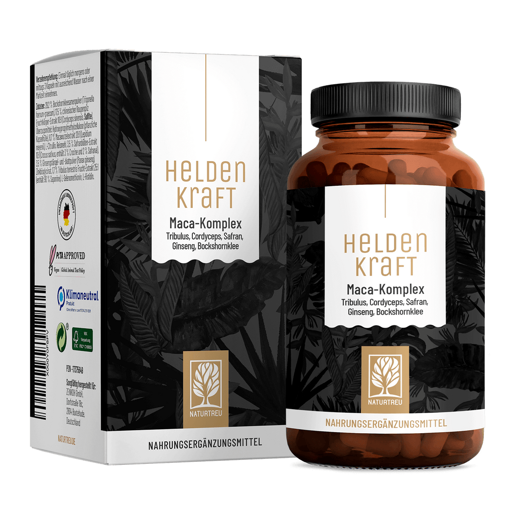 Naturtreu_Heldenkraft Maca Tribulus Cordyceps Safran Ginseng Bockshornklee Titelbild