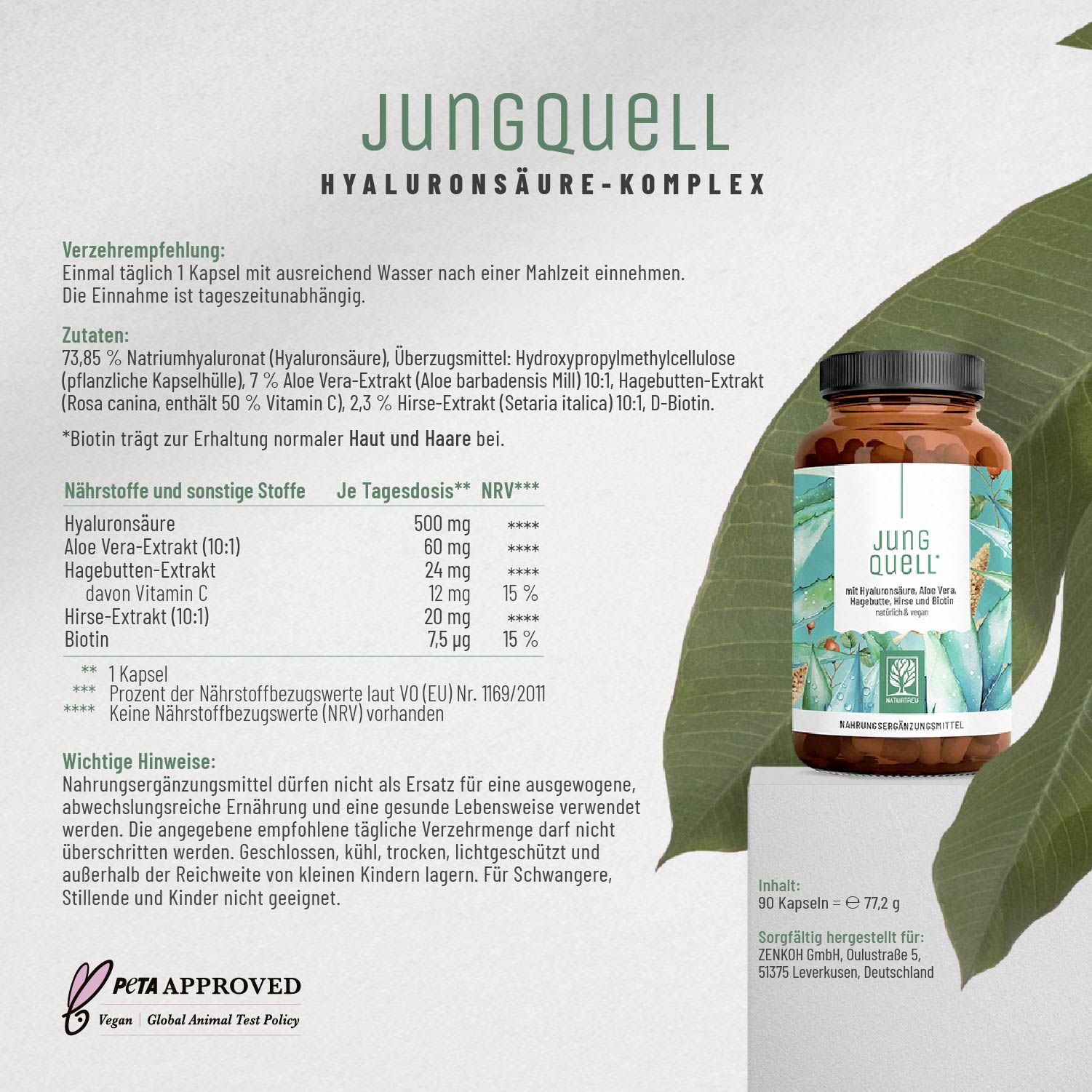 Jungquell mit Hyaluronsaeure Aloe-Vera Hagebutte Hirse Biotin Etikett 01