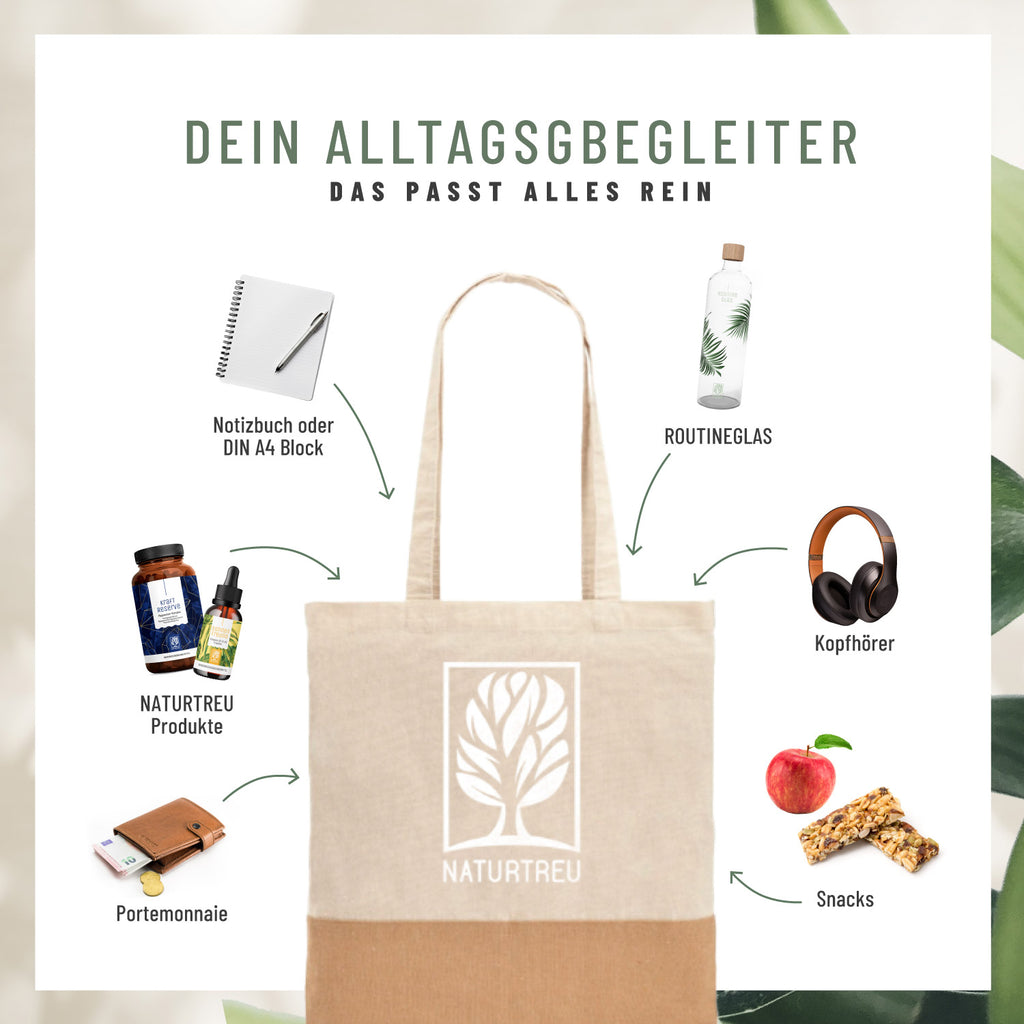 Routine tasche Jute Beutel 100 % Baumwolle Alltagsbegleiter