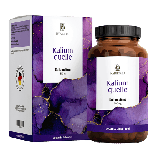 Kaliumquelle: Kaliumkapseln mit 800 mg elementarem Kalium aus reinem Kaliumcitrat