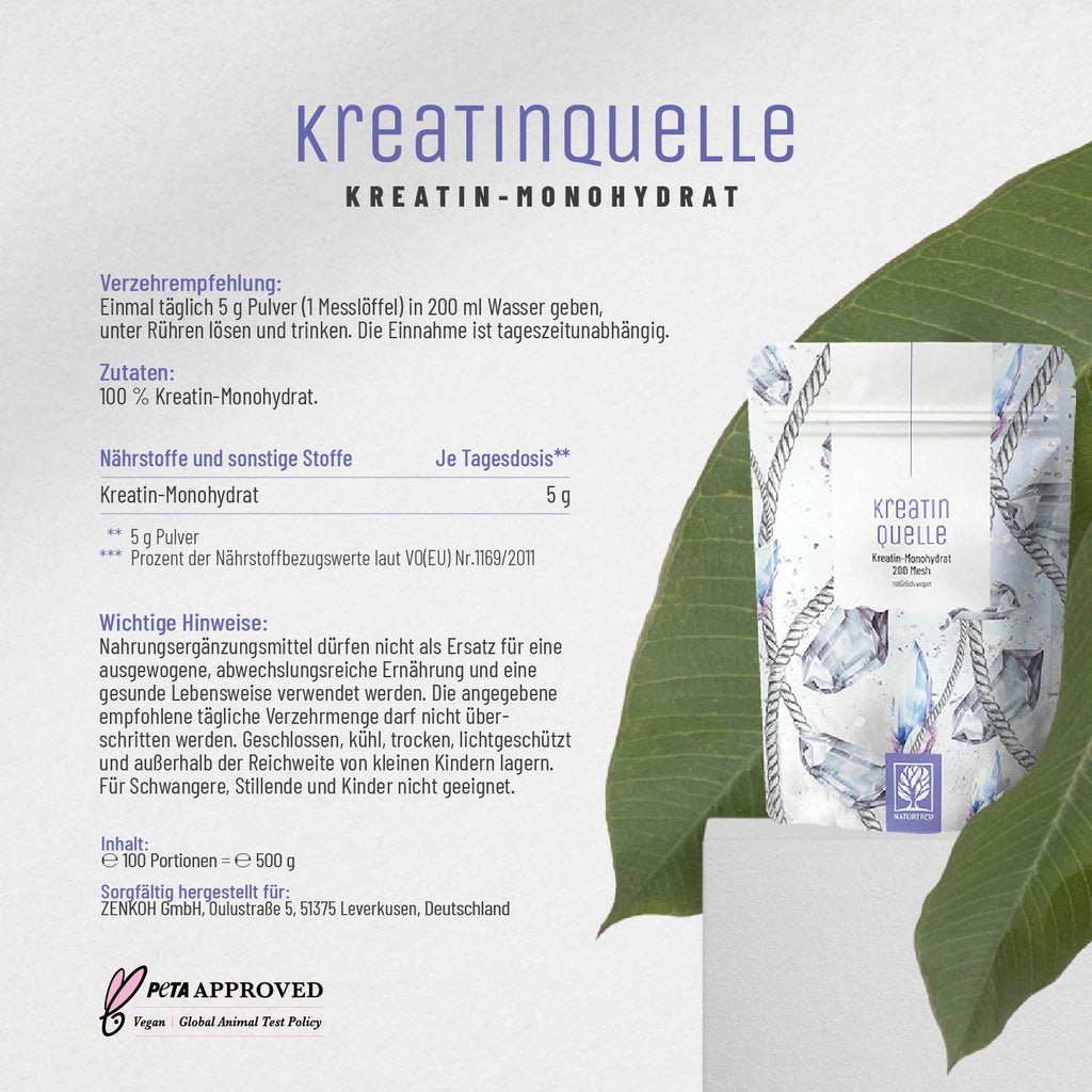 Kreatinquelle Kreatin-Monohydrat Etikett 01