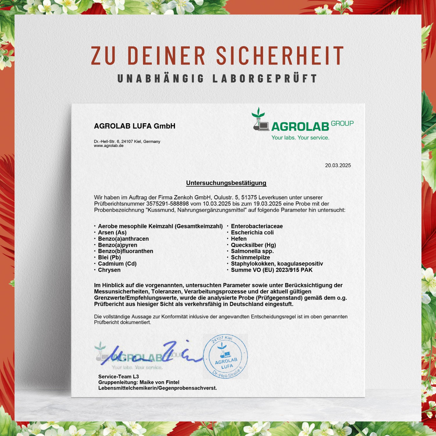 Kussmund L-Lysin Zitronenmelisse Selen Laborzertifikat