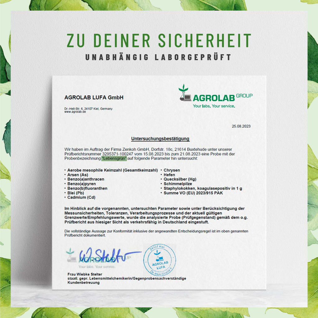 Lebensgruen Chlorophyll-Tropfen Laborgeprueft