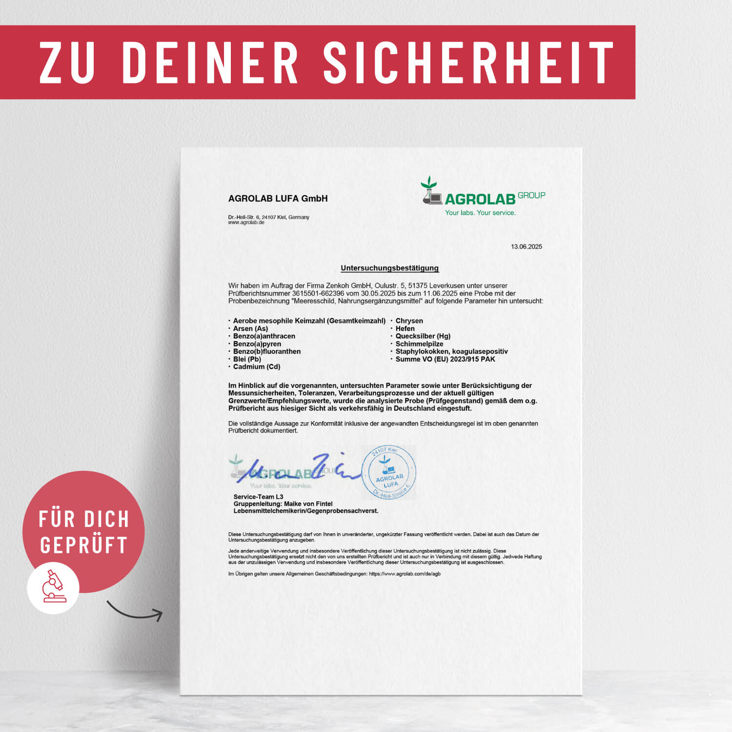 MESC Meeresschild Creatives Laborzertifikat