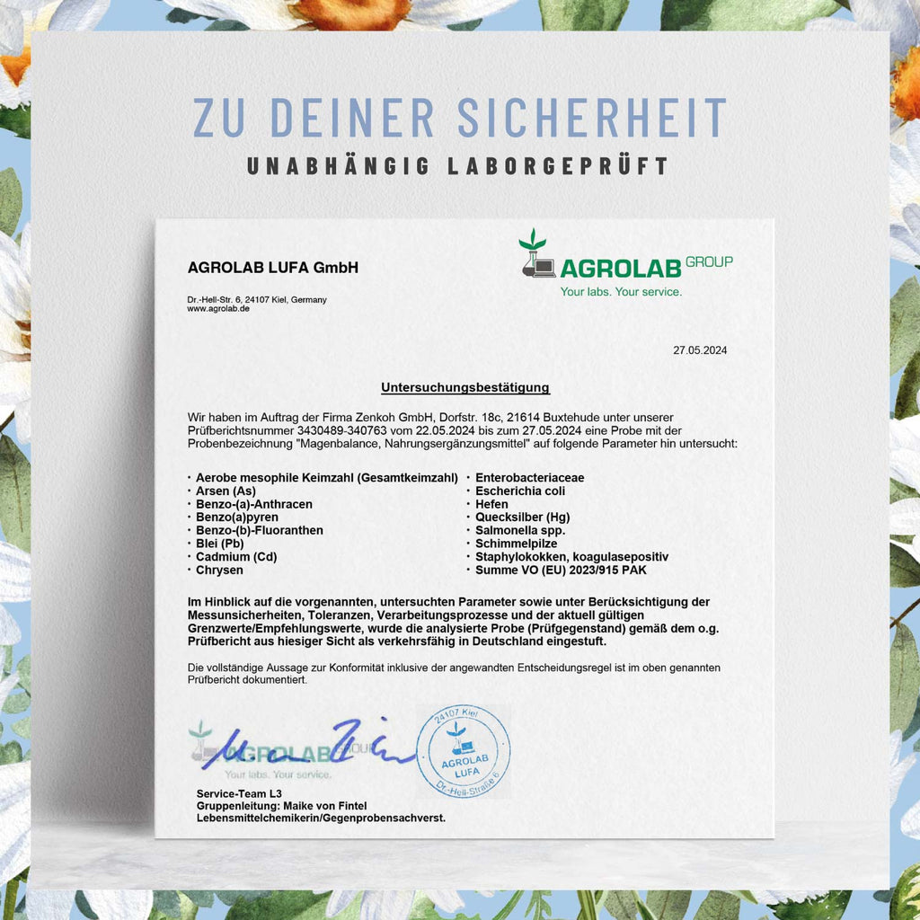 Magenbalance Veganer Betain HCI-Komplex Laborzertifikat