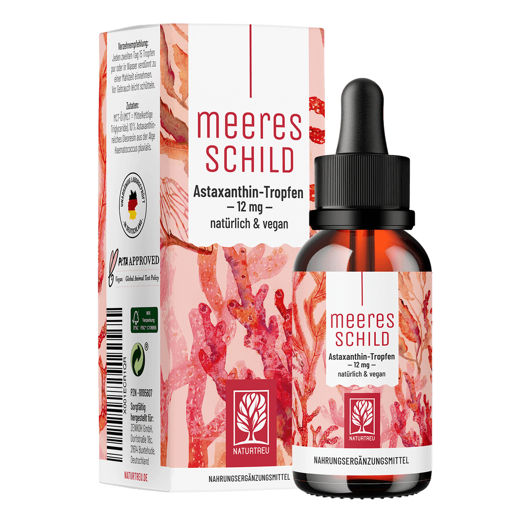 Meeresschild Astaxanthin-Tropfen Titelbild