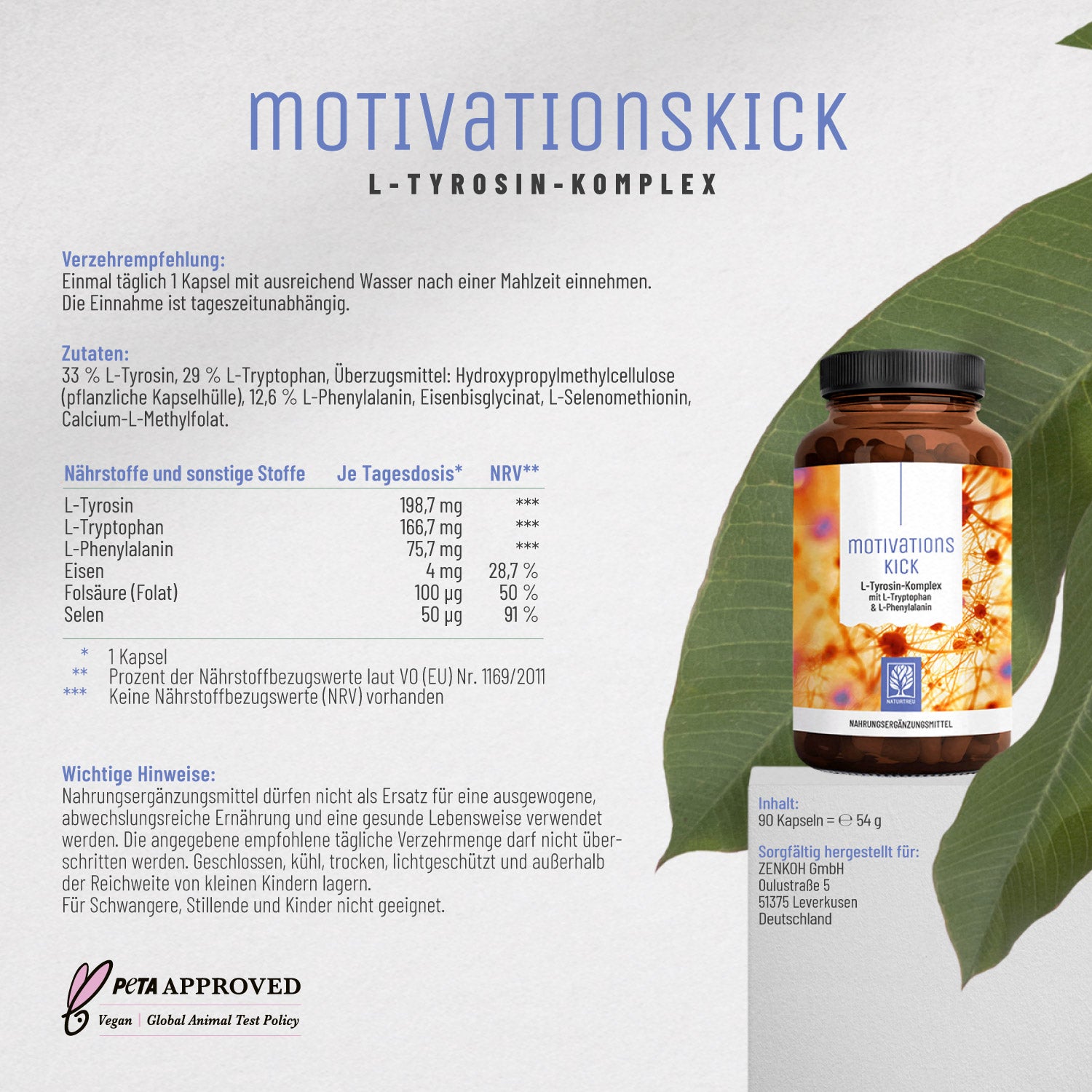 Motivationskick L-Tyrosin-Komplex Etikett 
