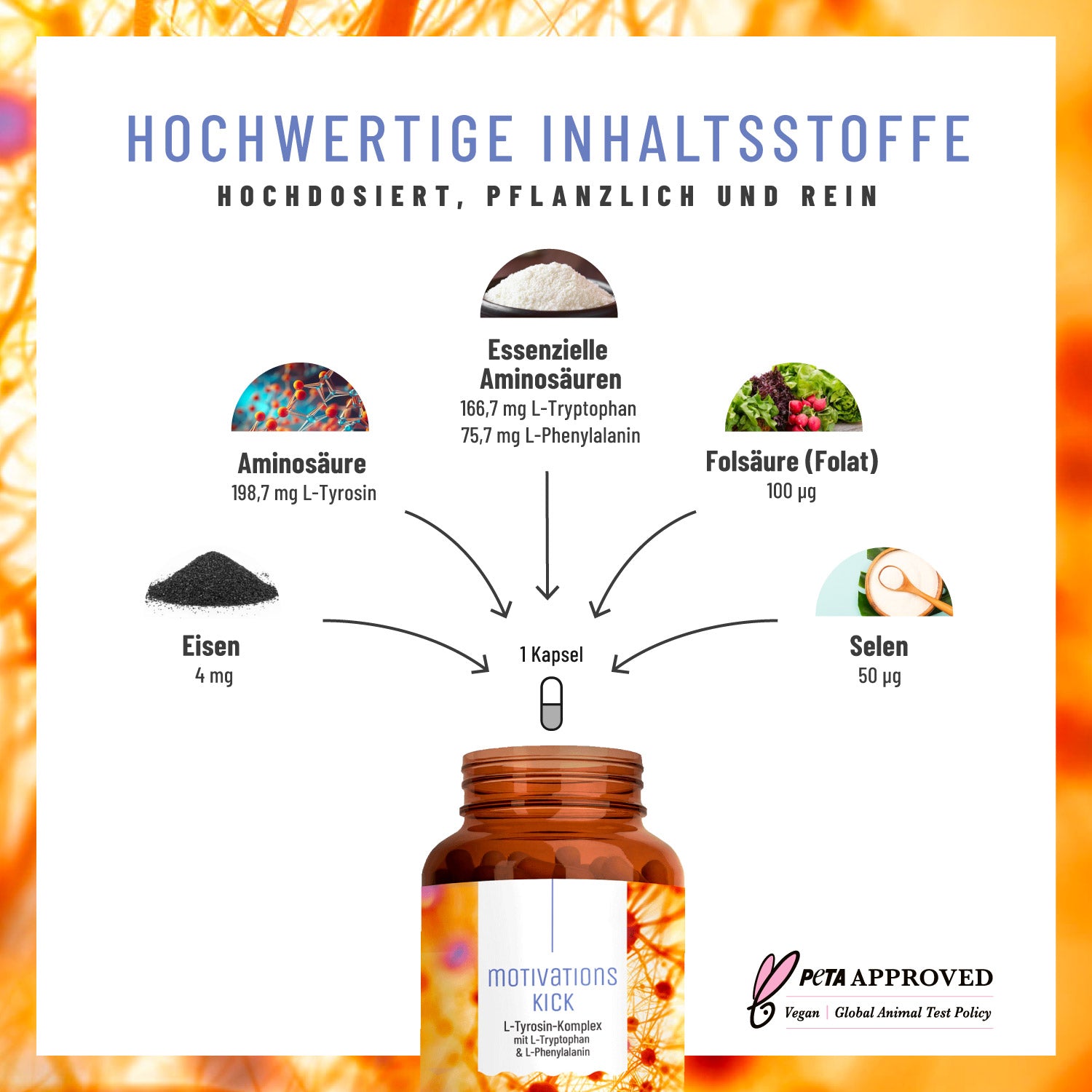 Motivationskick L-Tyrosin-Komplex hochwertige Inhaltsstoffe