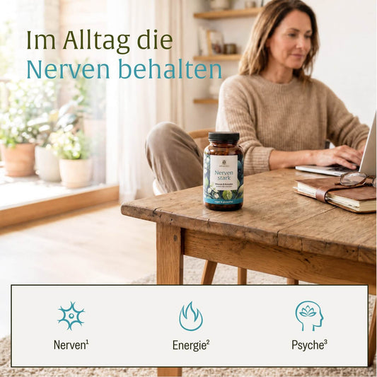 Grafik: B-Vitamine leisten einen wichtigen Beitrag für Nerven, Energie und Psyche.