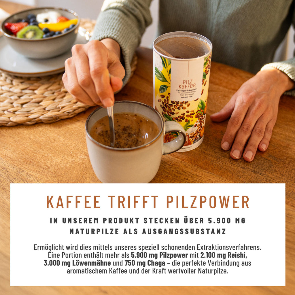 Pilzkaffee Kaffeegetraenkepulver Moodbild 