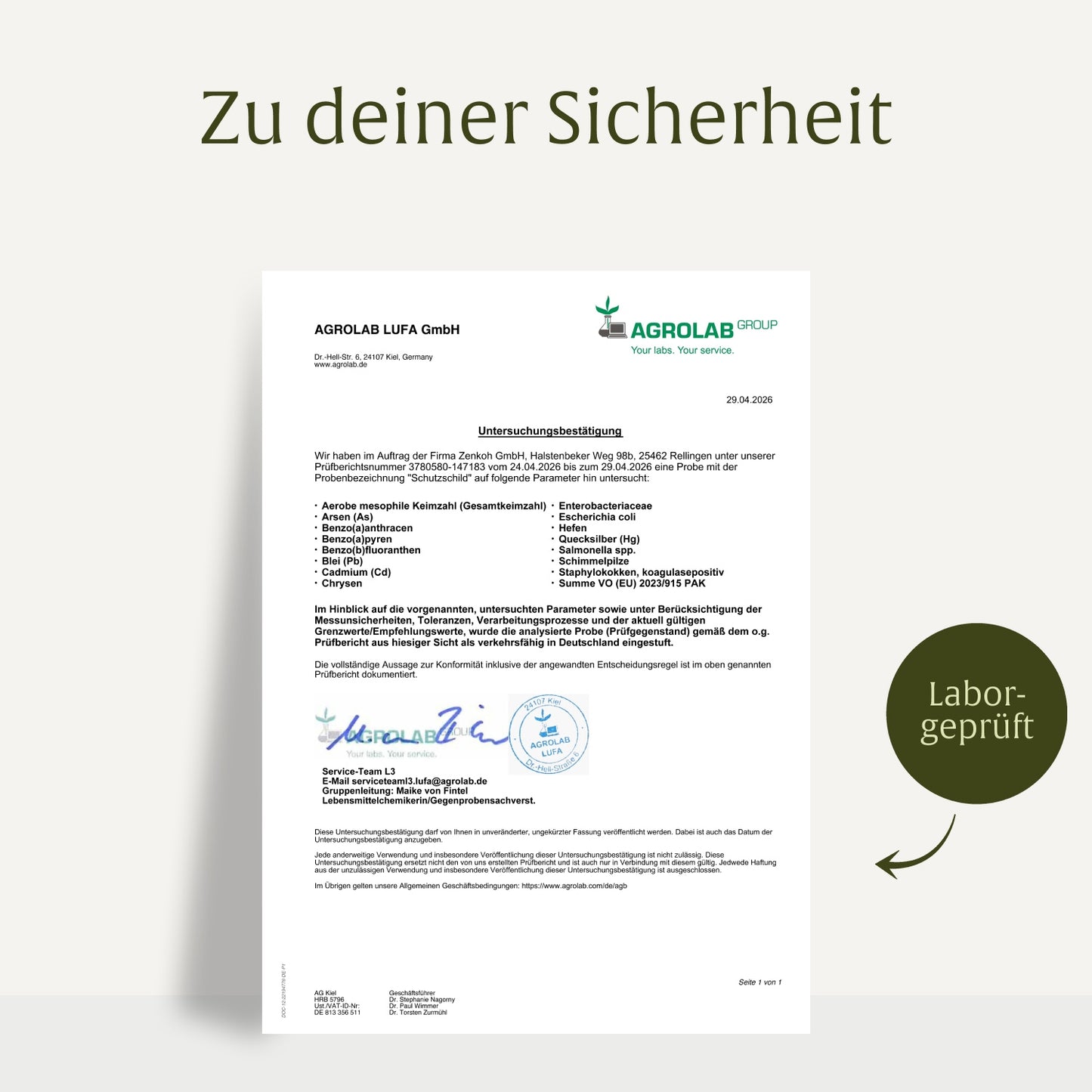 Schutzschild Immun-Komplex Laborzertifikat 