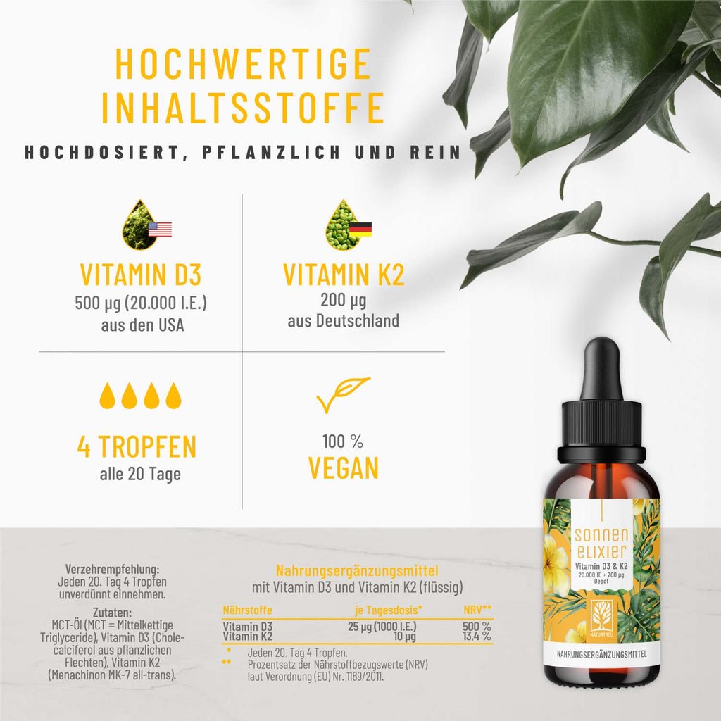 Sonnenelixier Vitamin D3 K2 Inhalt