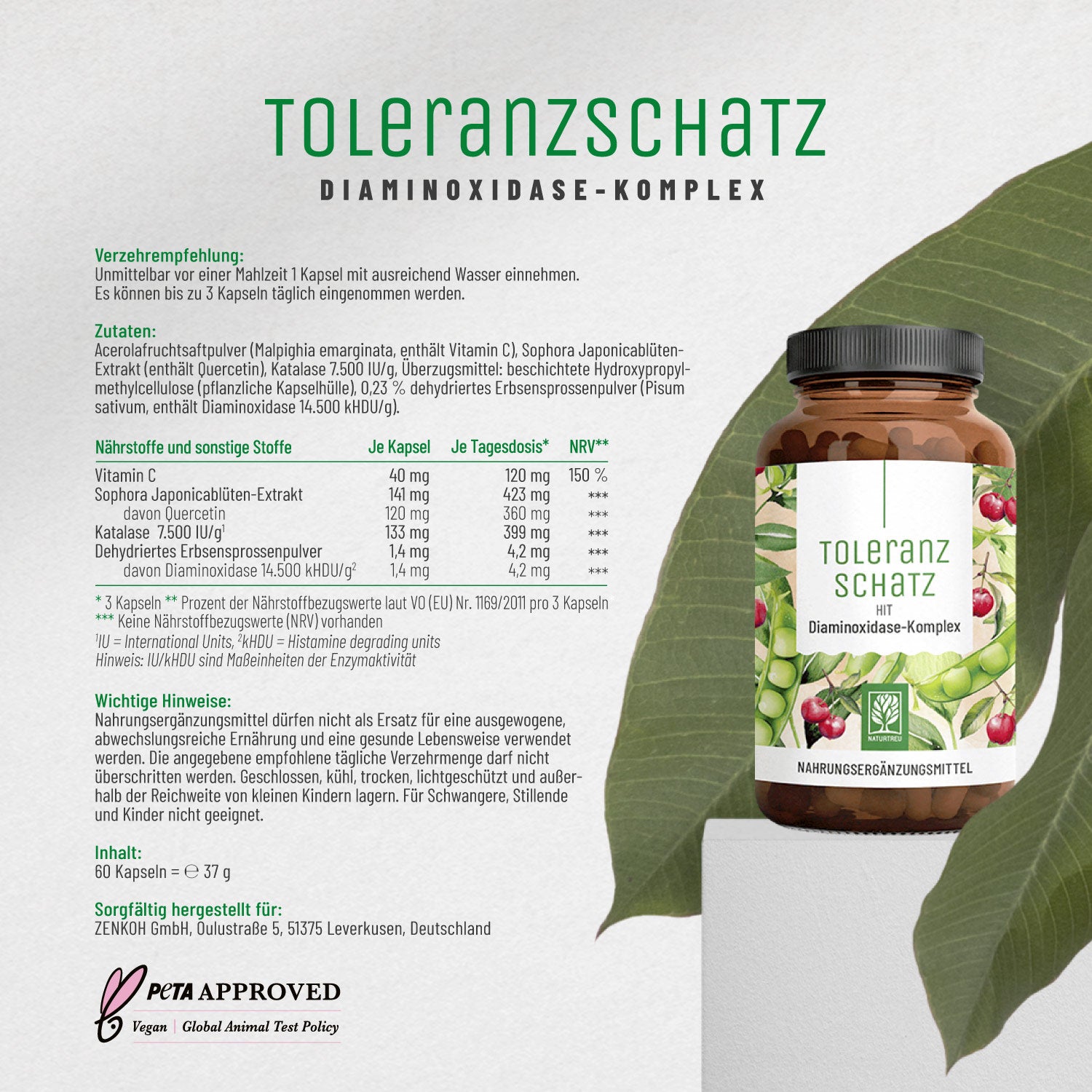 Toleranzschatz Diaminoxidase-Komplex Etikett