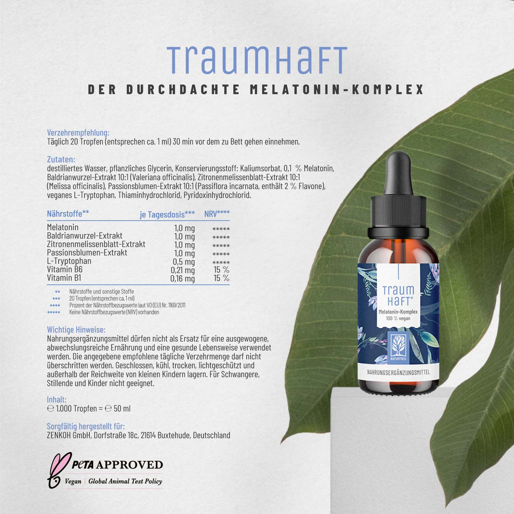 Naturtreu Melatonin Komplex Traumhaft Etikett