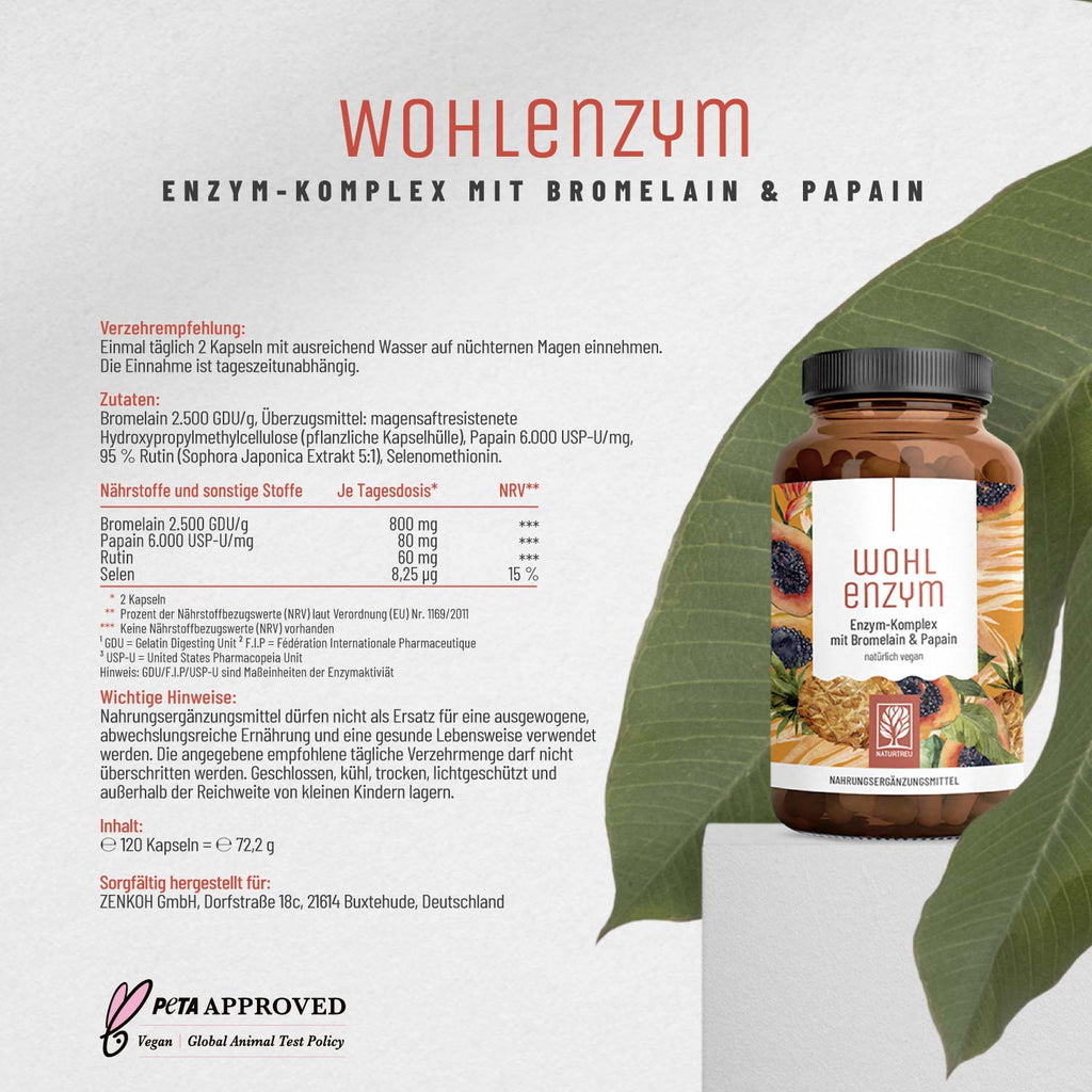 Wohlenzym Enzym-Komplex-mit-Bromelain-Papain Etikett 