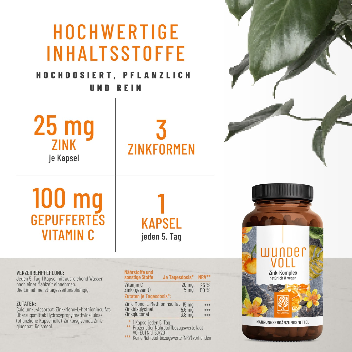 Wundervoll Zink-Komplex CH hochwertige Inhaltsstoffe