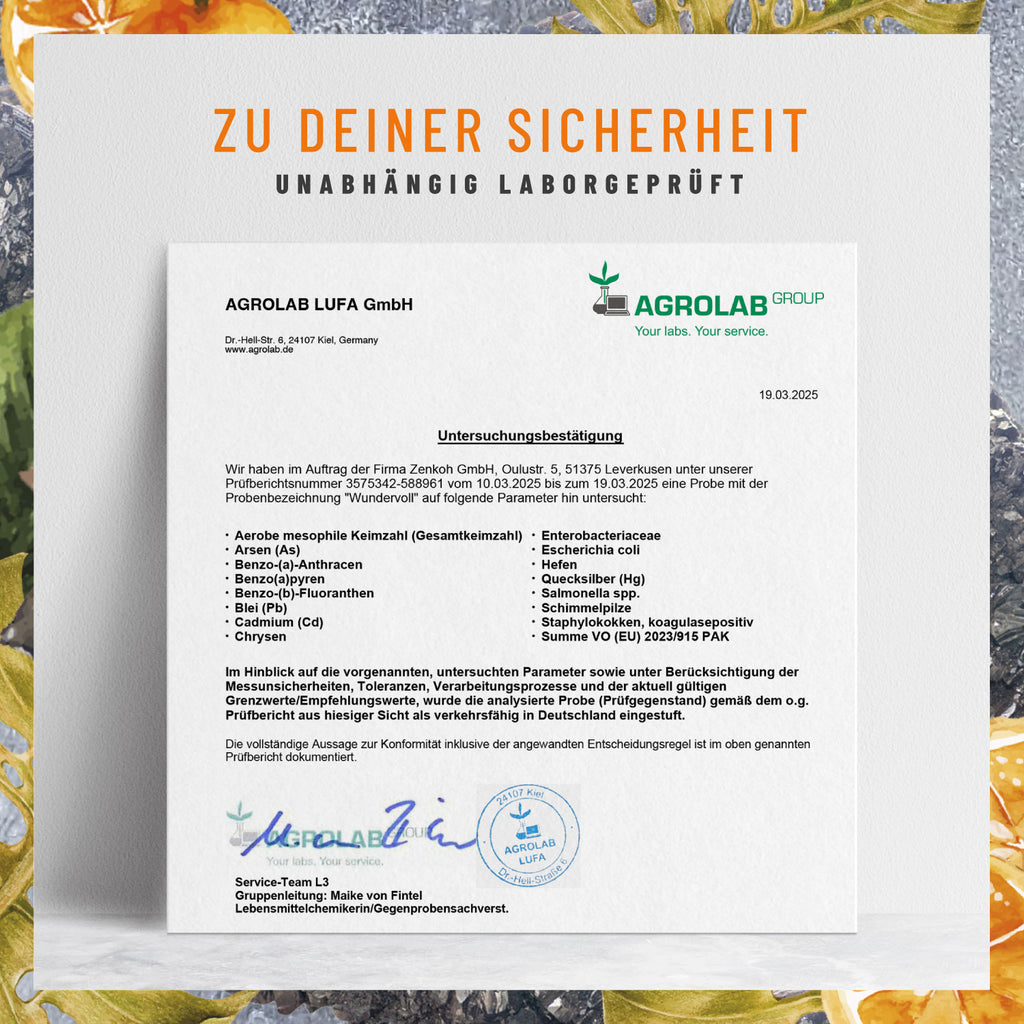 Wundervoll Zink-Komplex Laborzertifikat