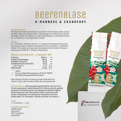 Beerenblase Sticks: D-Mannose, Cranberry und Kürbiskern-Extrakt