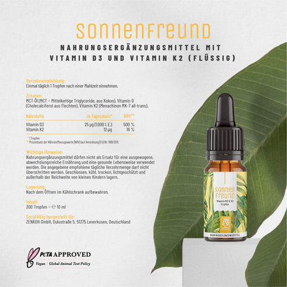 Sonnenfreund Small: Vitamin D3 & K2 Tropfen